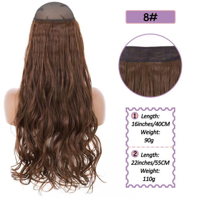 Synthetic No Clip Halo Hidden Hair Extension Ombre