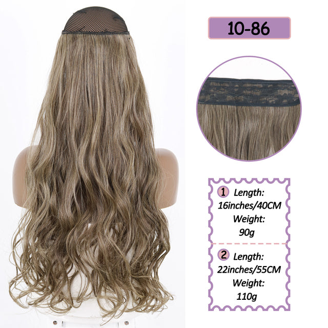 Synthetic No Clip Halo Hidden Hair Extension Ombre