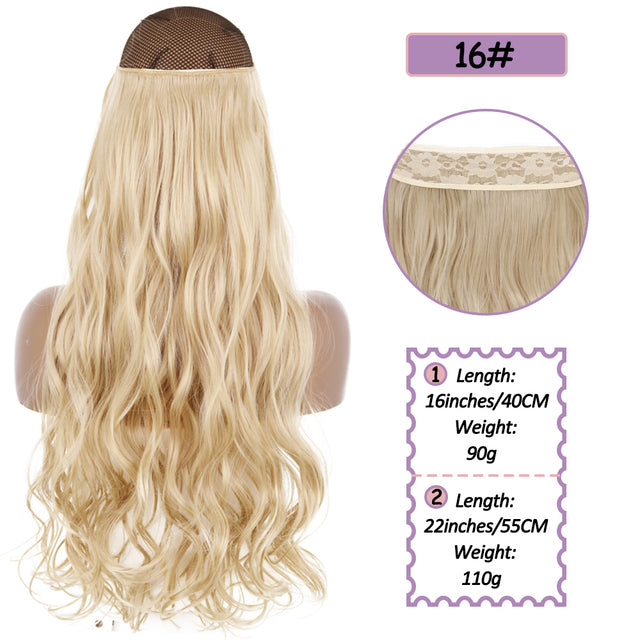 Synthetic No Clip Halo Hidden Hair Extension Ombre