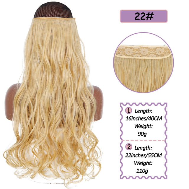 Synthetic No Clip Halo Hidden Hair Extension Ombre