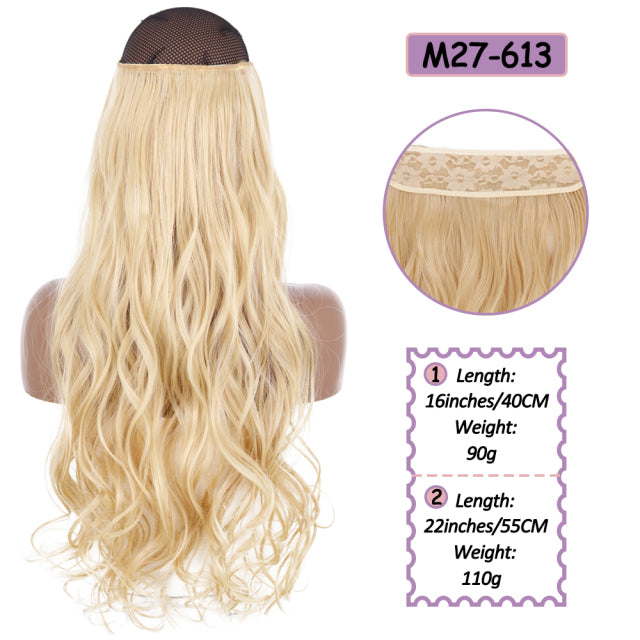 Synthetic No Clip Halo Hidden Hair Extension Ombre