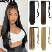 Synthetic Long Straight Ponytail Wrap Around Clip