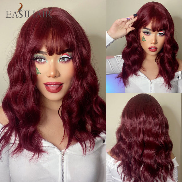 EASIHAIR Long Dark Brown Women&#39;s Wigs with Bangs Water