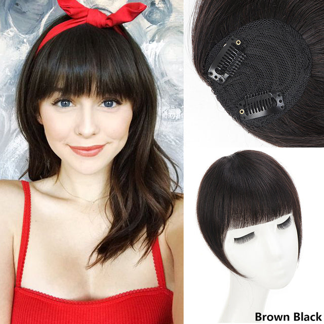 LUPU Synthetic Hair, Women&#39;s Bangs, Short Hair Clips, Natural Black, Solid Color