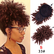 Leeons Synthetic New Curly Bangs Afro Drawstring Ponytail 11Color Kinky Curly Hair Bangs Hair Extension Clip On Front Hairpieces