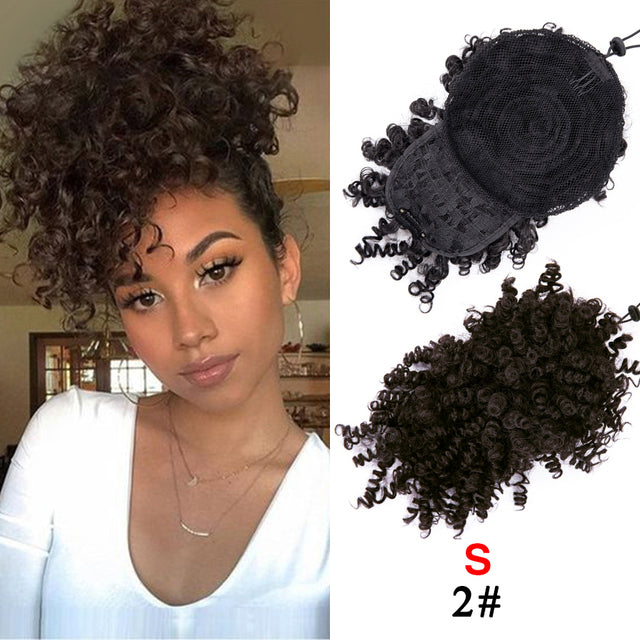 Leeons Synthetic New Curly Bangs Afro Drawstring Ponytail 11Color Kinky Curly Hair Bangs Hair Extension Clip On Front Hairpieces