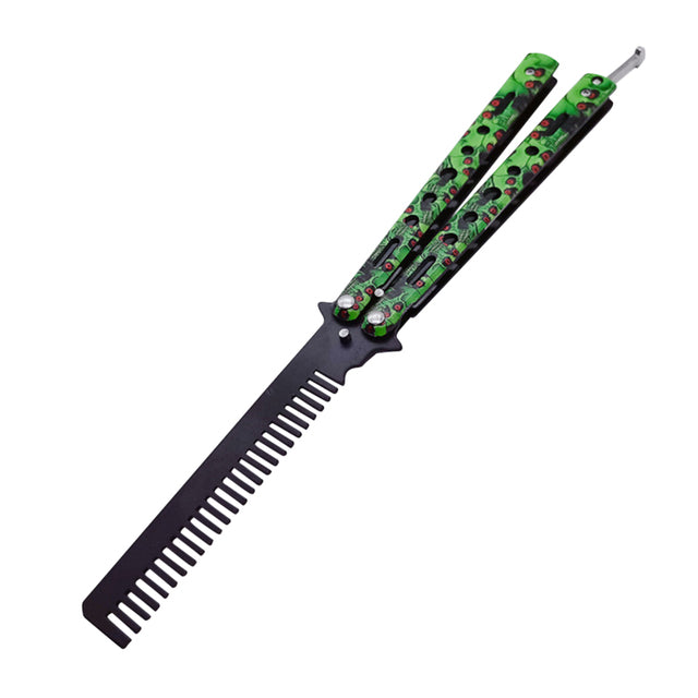 Foldable Comb Stainless Steel Practice Training Butterfly Knife Comb