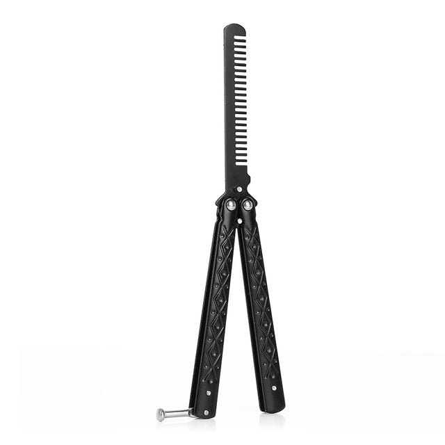 Foldable Comb Stainless Steel Practice Training Butterfly Knife Comb