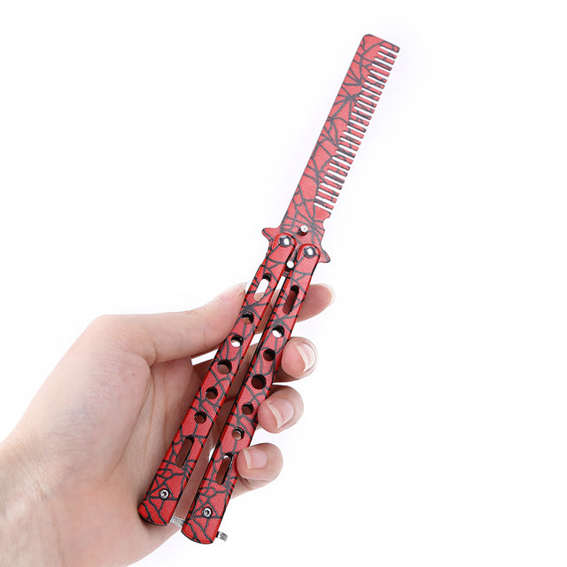 Foldable Comb Stainless Steel Practice Training Butterfly Knife Comb