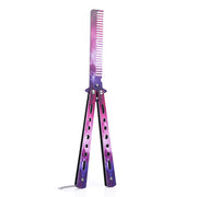 Foldable Comb Stainless Steel Practice Training Butterfly Knife Comb