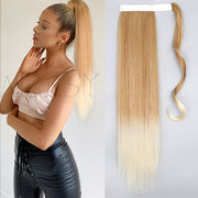 Synthetic Long Straight Ponytail Wrap Around Clip