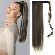 Synthetic Long Straight Ponytail Wrap Around Clip