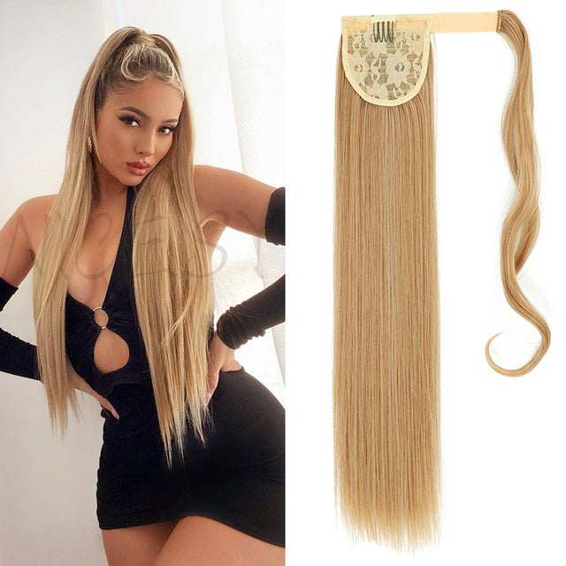 Synthetic Long Straight Ponytail Wrap Around Clip