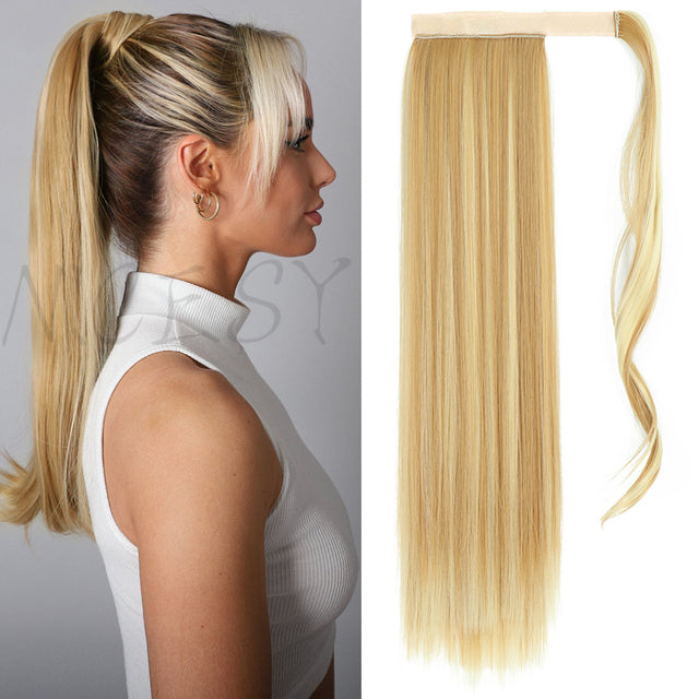 Synthetic Long Straight Ponytail Wrap Around Clip