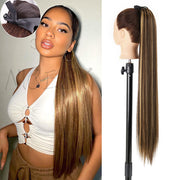 Synthetic Long Straight Ponytail Wrap Around Clip