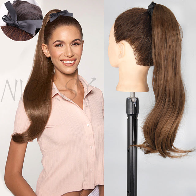 Synthetic Long Straight Ponytail Wrap Around Clip