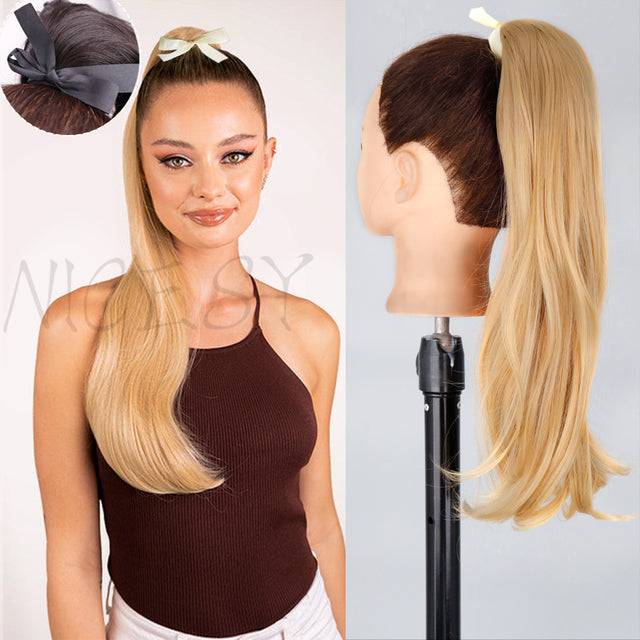 Synthetic Long Straight Ponytail Wrap Around Clip