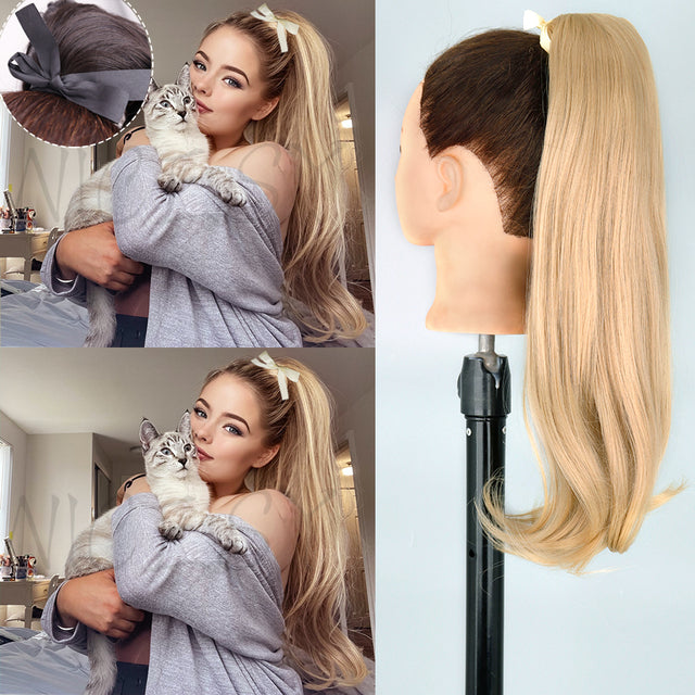 Synthetic Long Straight Ponytail Wrap Around Clip