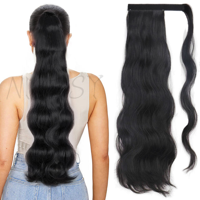 Synthetic Long Straight Ponytail Wrap Around Clip