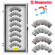 LEKOFO 8PCS 5 Magnets 3D Magnetic False Eyelashes Handmade Artificial Faux Cils Magnetic Natural Mink Eyelashes with Tweezers