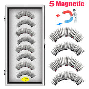 LEKOFO 8PCS 5 Magnets 3D Magnetic False Eyelashes Handmade Artificial Faux Cils Magnetic Natural Mink Eyelashes with Tweezers