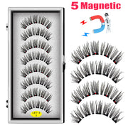 LEKOFO 8PCS 5 Magnets 3D Magnetic False Eyelashes Handmade Artificial Faux Cils Magnetic Natural Mink Eyelashes with Tweezers