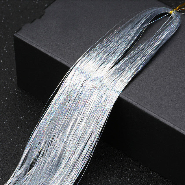 Sparkle Shiny Hair Tinsel Rainbow Silk Hair Extensions