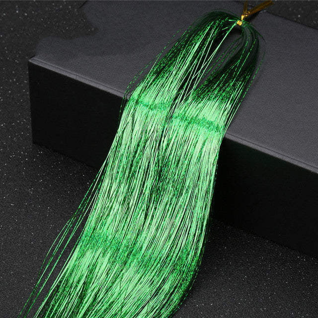 Sparkle Shiny Hair Tinsel Rainbow Silk Hair Extensions