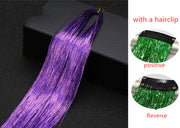 Sparkle Shiny Hair Tinsel Rainbow Silk Hair Extensions