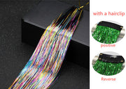 Sparkle Shiny Hair Tinsel Rainbow Silk Hair Extensions