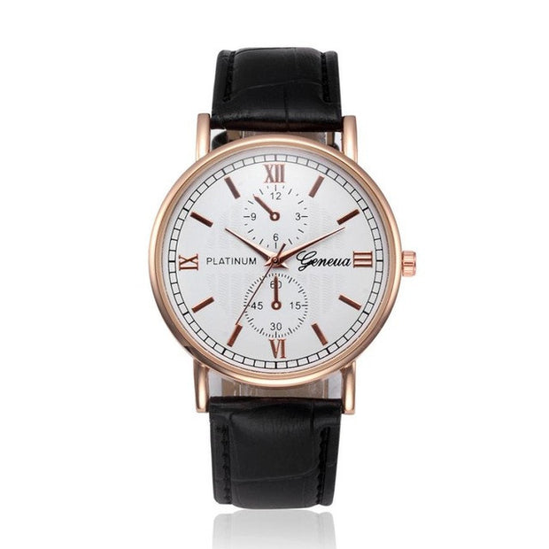 Geneva Business Style PU Leather Quartz-Watch