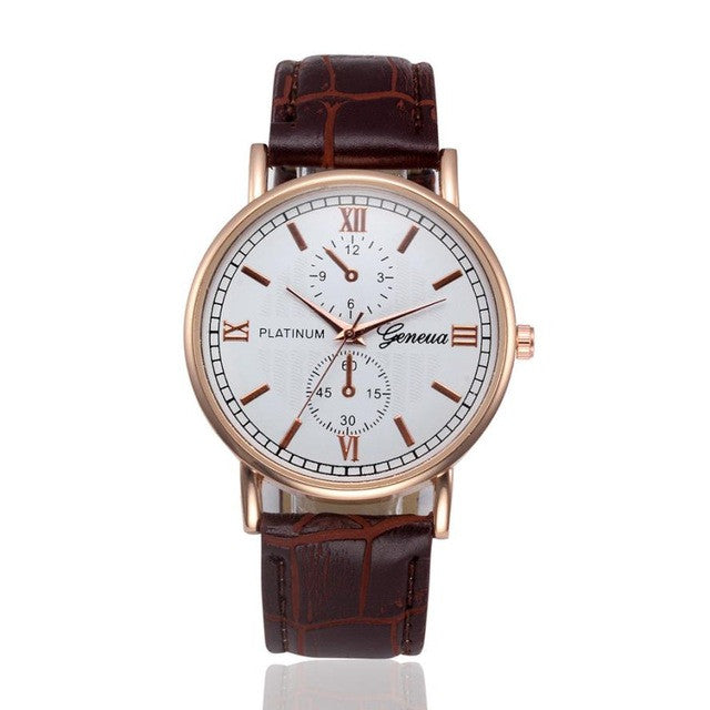 Geneva Business Style PU Leather Quartz-Watch