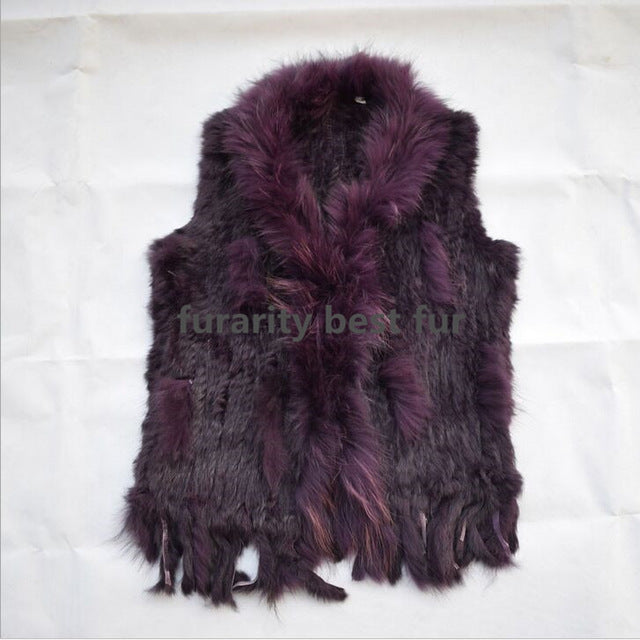 Real Genuine Natural Rabbit Female Women Fur Coat Vest