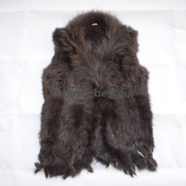 Real Genuine Natural Rabbit Female Women Fur Coat Vest