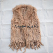 Real Genuine Natural Rabbit Female Women Fur Coat Vest