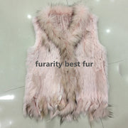 Real Genuine Natural Rabbit Female Women Fur Coat Vest