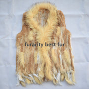 Real Genuine Natural Rabbit Female Women Fur Coat Vest