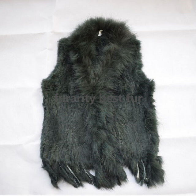 Real Genuine Natural Rabbit Female Women Fur Coat Vest