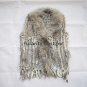 Real Genuine Natural Rabbit Female Women Fur Coat Vest