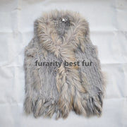 Real Genuine Natural Rabbit Female Women Fur Coat Vest