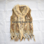 Real Genuine Natural Rabbit Female Women Fur Coat Vest