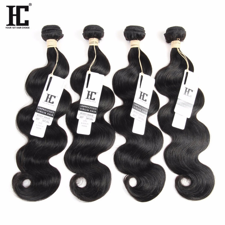 HC Brazilian Body Wave Human Hair Weave Bundles With 1pc Hair Extensions