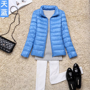 White duck down jacket/femininity Stand collar Large size