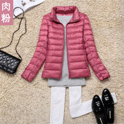 White duck down jacket/femininity Stand collar Large size