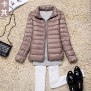 White duck down jacket/femininity Stand collar Large size