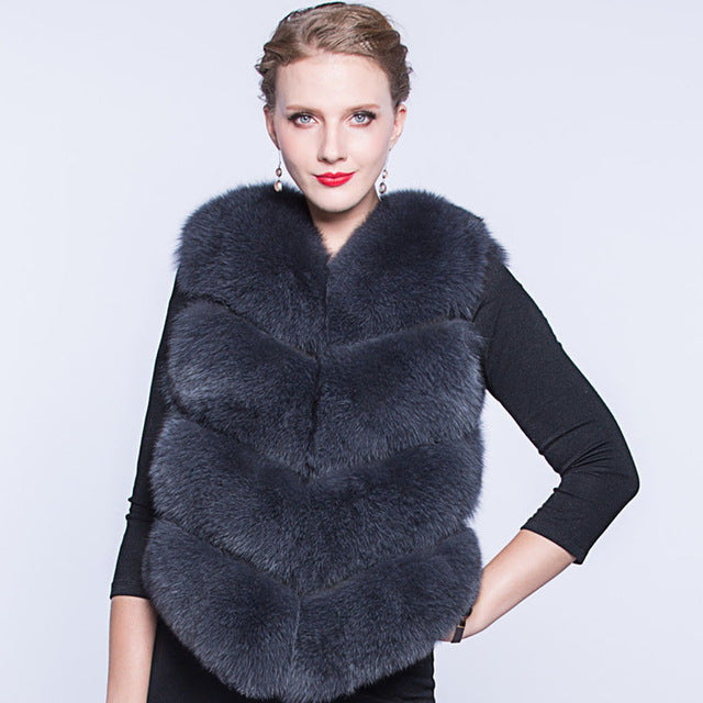 Female Genuine Fur Vest Coat High-grade Fashion New Winter Warm