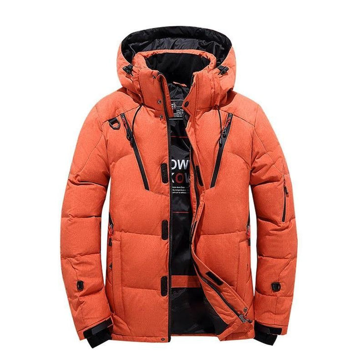 Men Winter Warm Duck Down Jacket Ski Jacket Snow Hooded Coat Climbing Oversize Tops